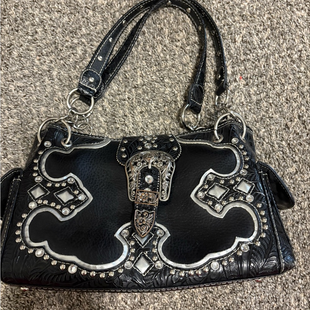 Black and Silver Embellished Women's Bag